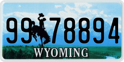 WY license plate 9978894