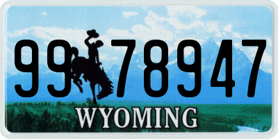 WY license plate 9978947