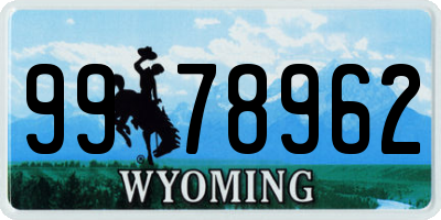 WY license plate 9978962