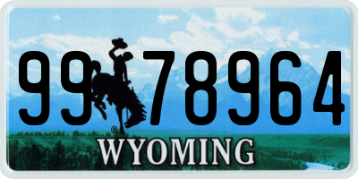 WY license plate 9978964