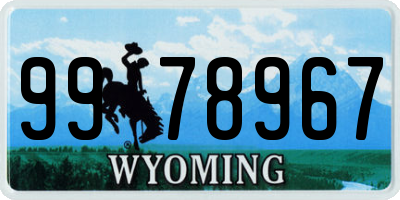 WY license plate 9978967