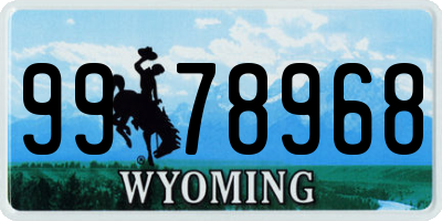 WY license plate 9978968