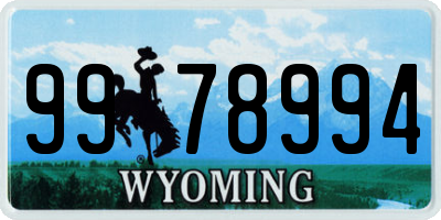 WY license plate 9978994