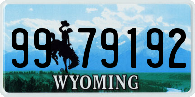 WY license plate 9979192