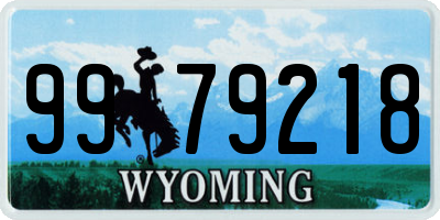 WY license plate 9979218