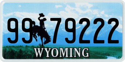 WY license plate 9979222