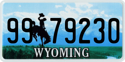 WY license plate 9979230