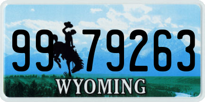 WY license plate 9979263