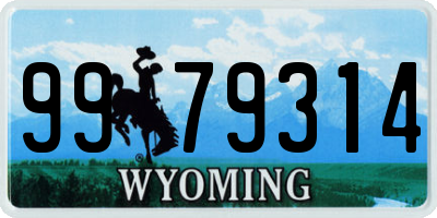 WY license plate 9979314