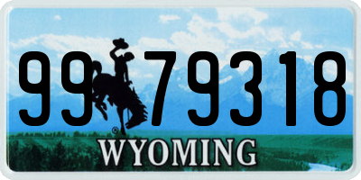 WY license plate 9979318