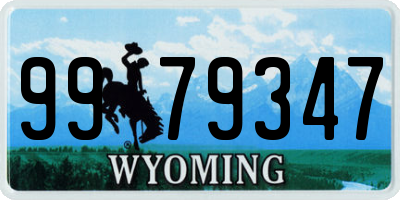 WY license plate 9979347