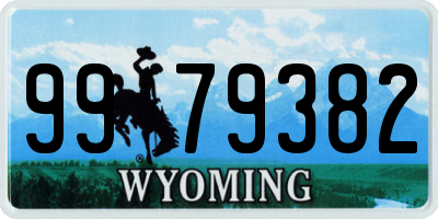WY license plate 9979382