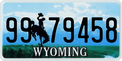 WY license plate 9979458