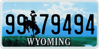 WY license plate 9979494