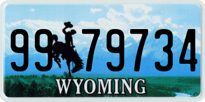 WY license plate 9979734