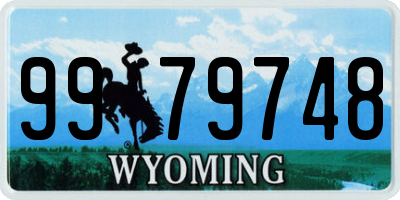 WY license plate 9979748