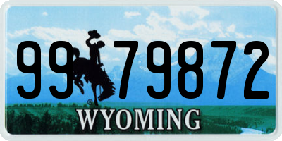 WY license plate 9979872
