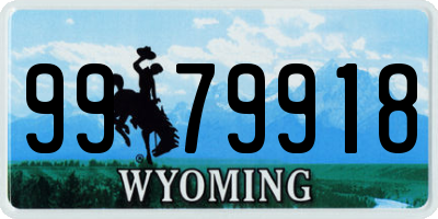 WY license plate 9979918
