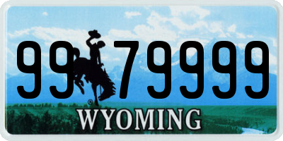 WY license plate 9979999
