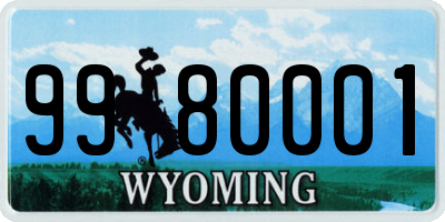 WY license plate 9980001