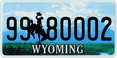 WY license plate 9980002