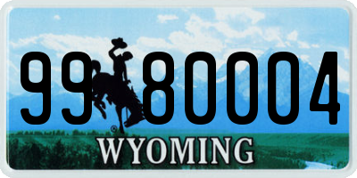 WY license plate 9980004