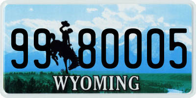 WY license plate 9980005