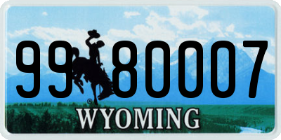 WY license plate 9980007