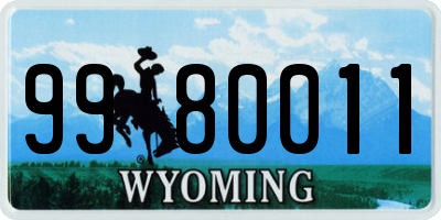 WY license plate 9980011