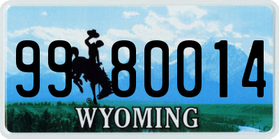 WY license plate 9980014