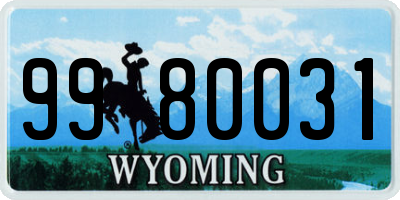 WY license plate 9980031