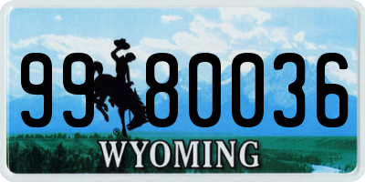 WY license plate 9980036