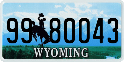 WY license plate 9980043