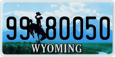 WY license plate 9980050