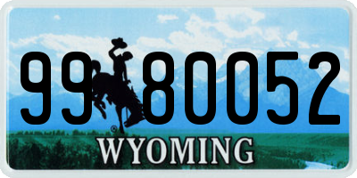 WY license plate 9980052