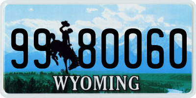 WY license plate 9980060