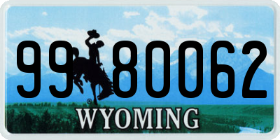 WY license plate 9980062