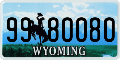 WY license plate 9980080
