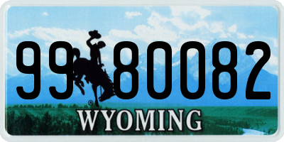 WY license plate 9980082