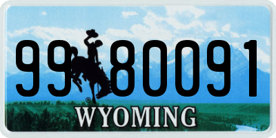 WY license plate 9980091