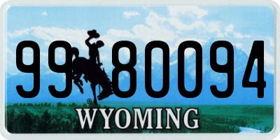 WY license plate 9980094