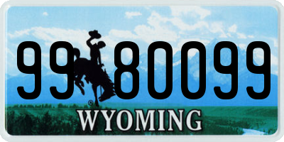 WY license plate 9980099