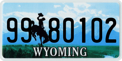 WY license plate 9980102
