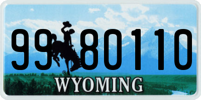 WY license plate 9980110