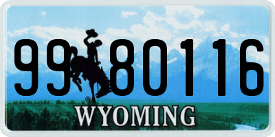 WY license plate 9980116