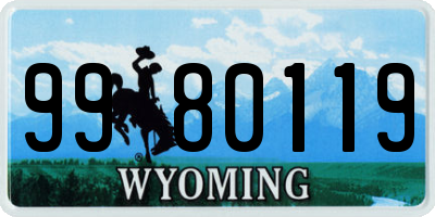 WY license plate 9980119