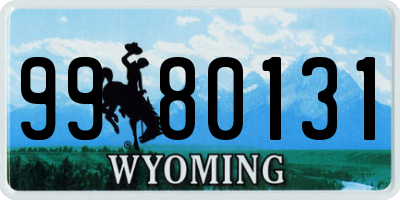 WY license plate 9980131