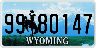 WY license plate 9980147