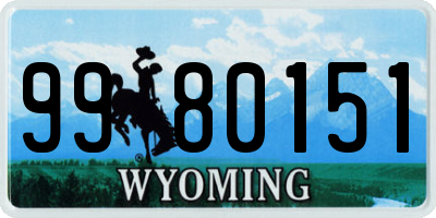 WY license plate 9980151