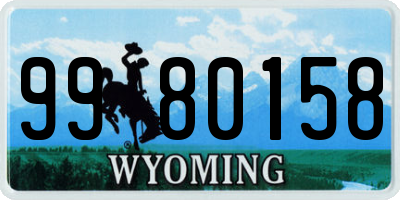 WY license plate 9980158